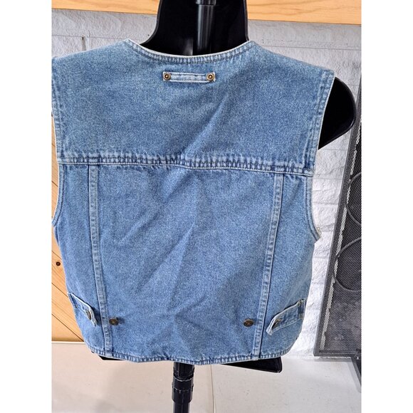 Vintage Denim Vest Liz Claiborne Womens Sleeveless Button-Front Utility  Small - Picture 4 of 10